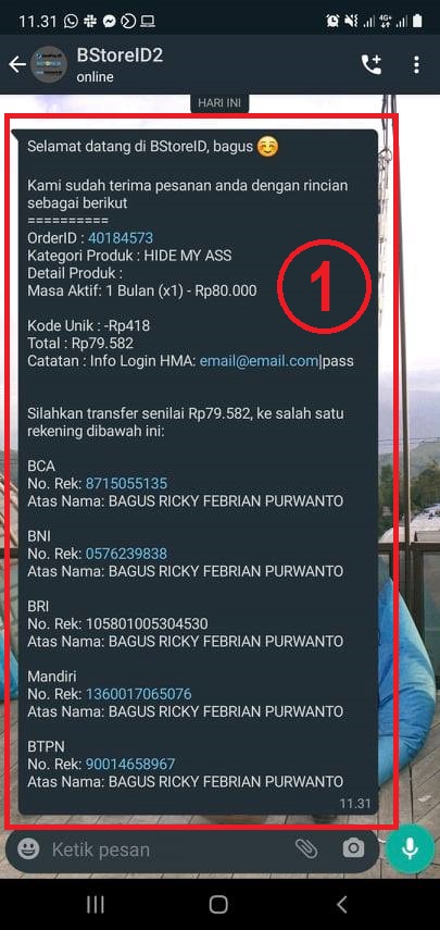 Notif Order BStoreID 1